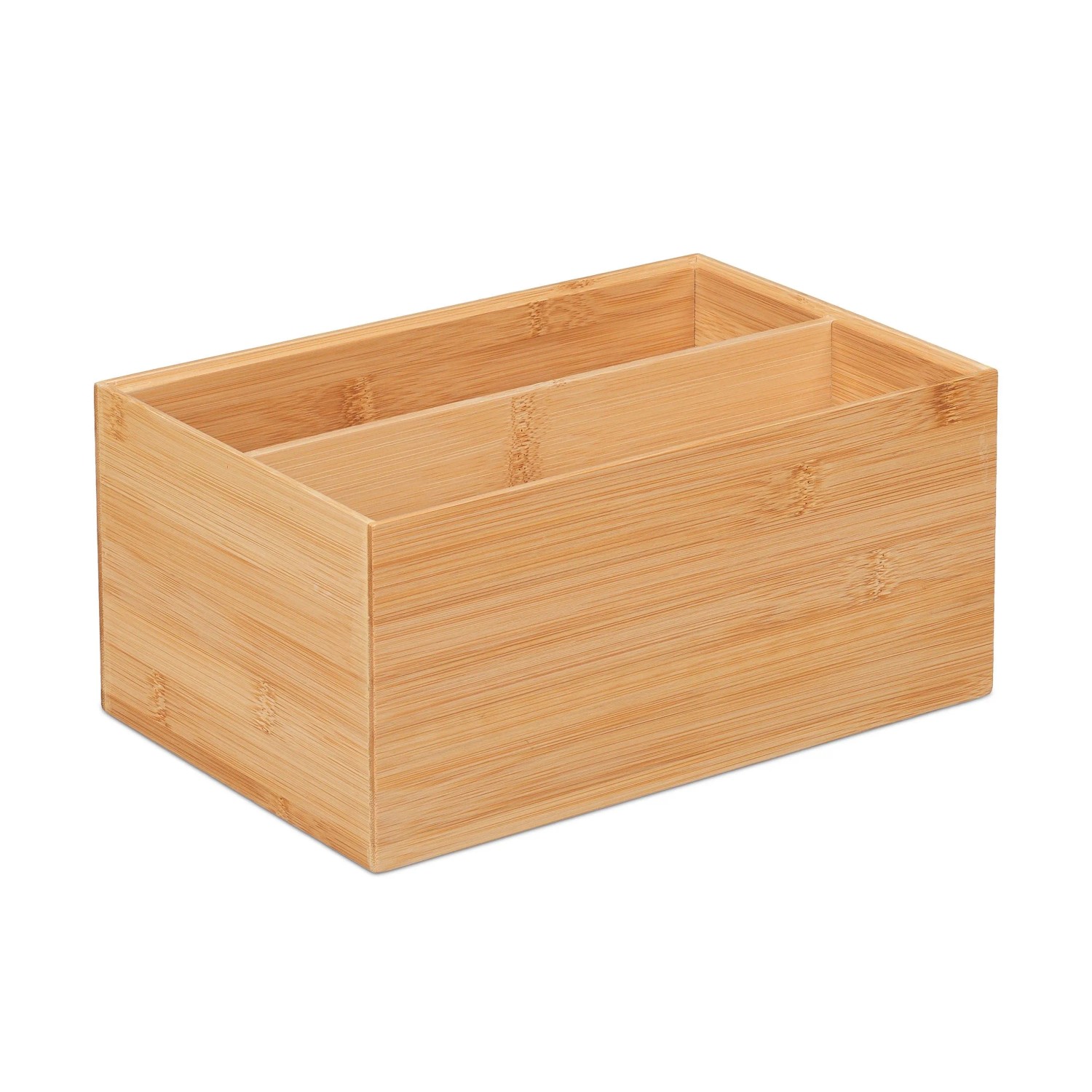 Relaxdays Aufbewahrungsbox Bambus Natur 2 Fächer 30 cm x 20 cm x 14 cm 1 kg