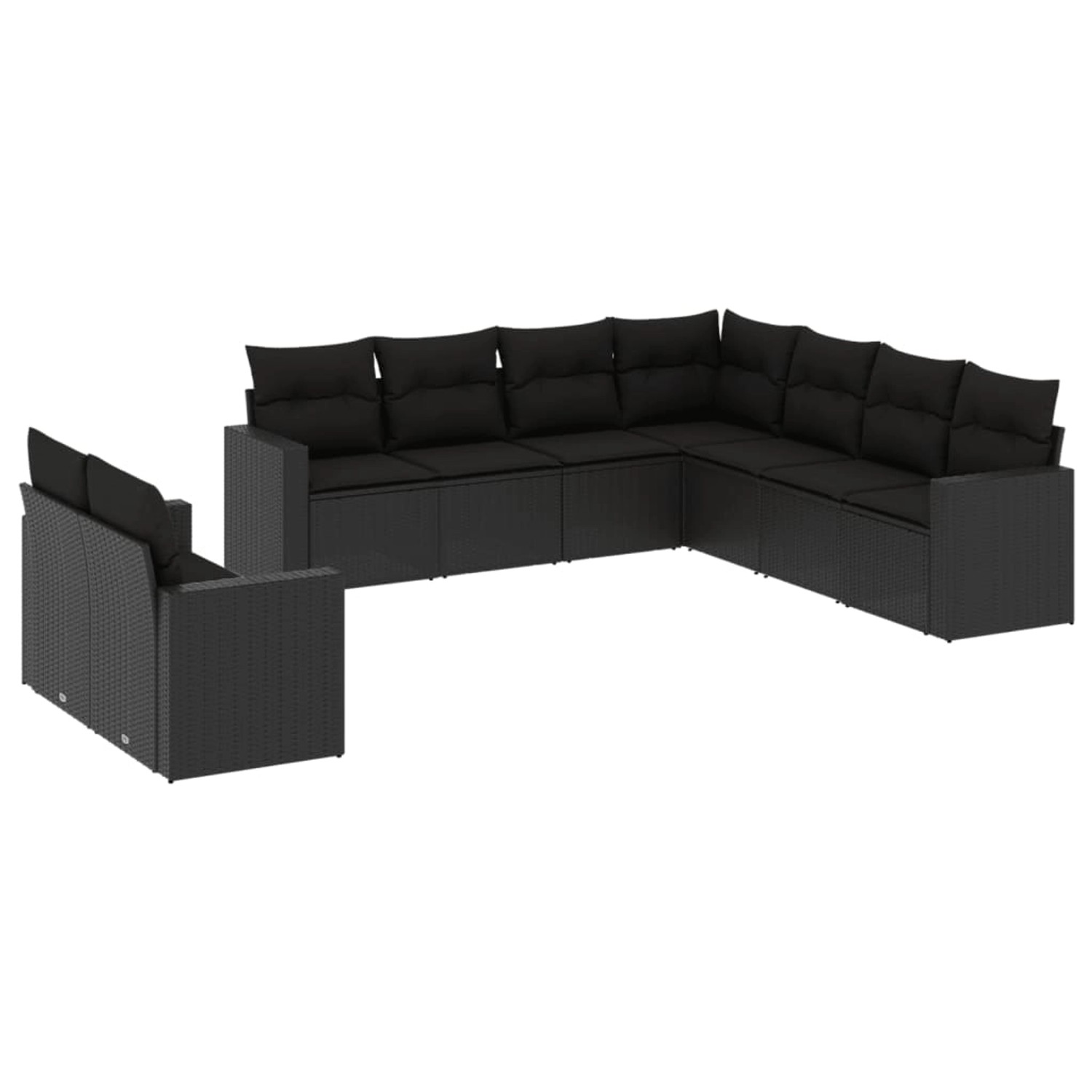 vidaXL 9-tlg Garten-Sofagarnitur mit Kissen Schwarz Poly Rattan Modell 65 günstig online kaufen