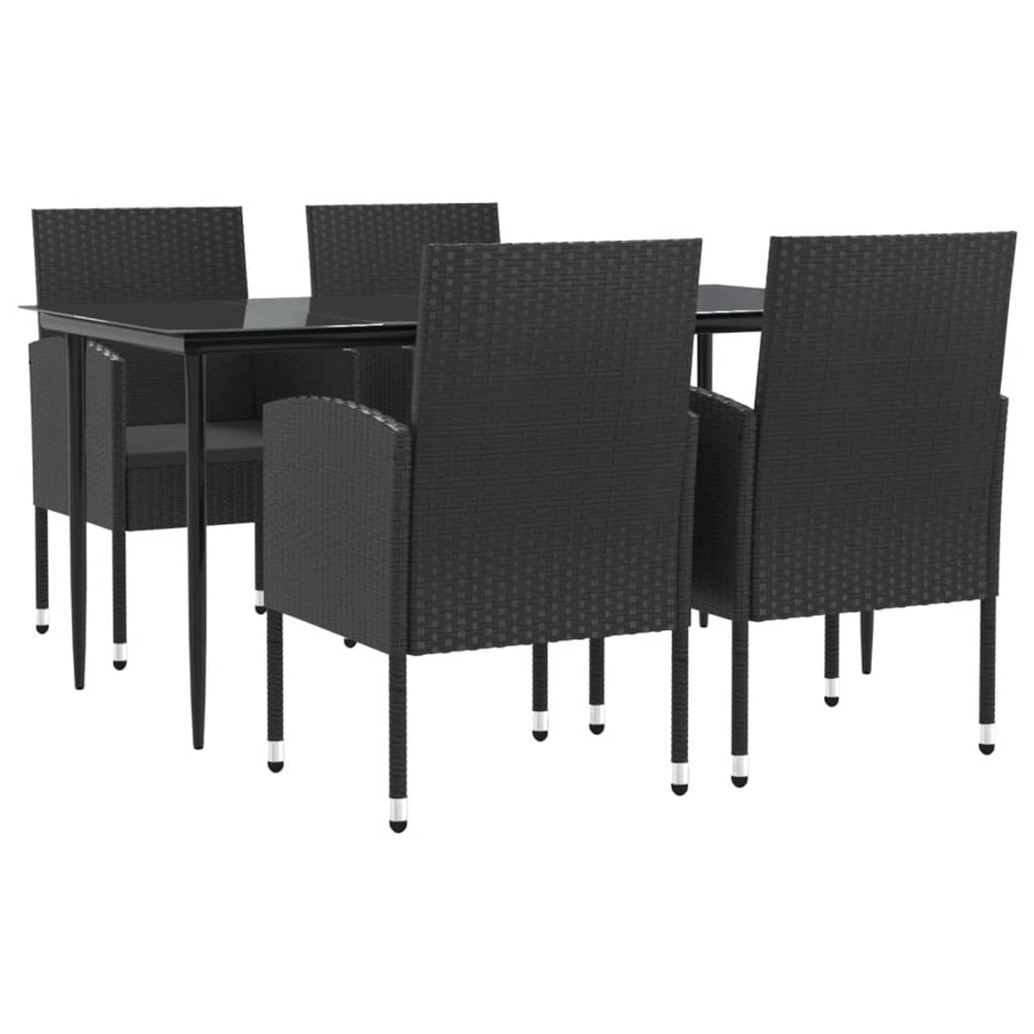 vidaXL 5-Tlg Garten-Essgruppe Schwarz Poly Rattan und Stahl 3203340 günstig online kaufen