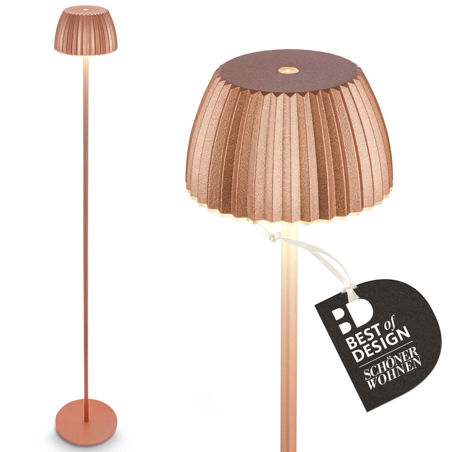 Brilo Akku-Stehleuchte Riffle Dimmbar Touch Lichtkante Kupfer_2