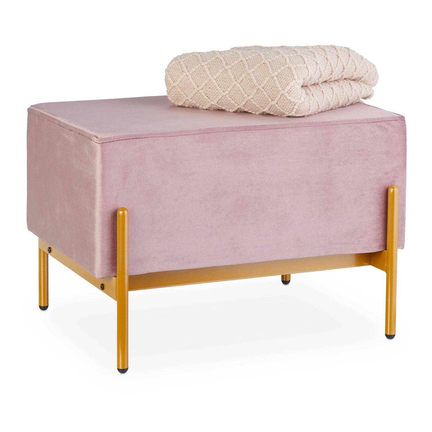 Relaxdays Sitzbank Samt Rosa Gepolstert 40 cm x 60 cm x 43 cm 6,5 kg