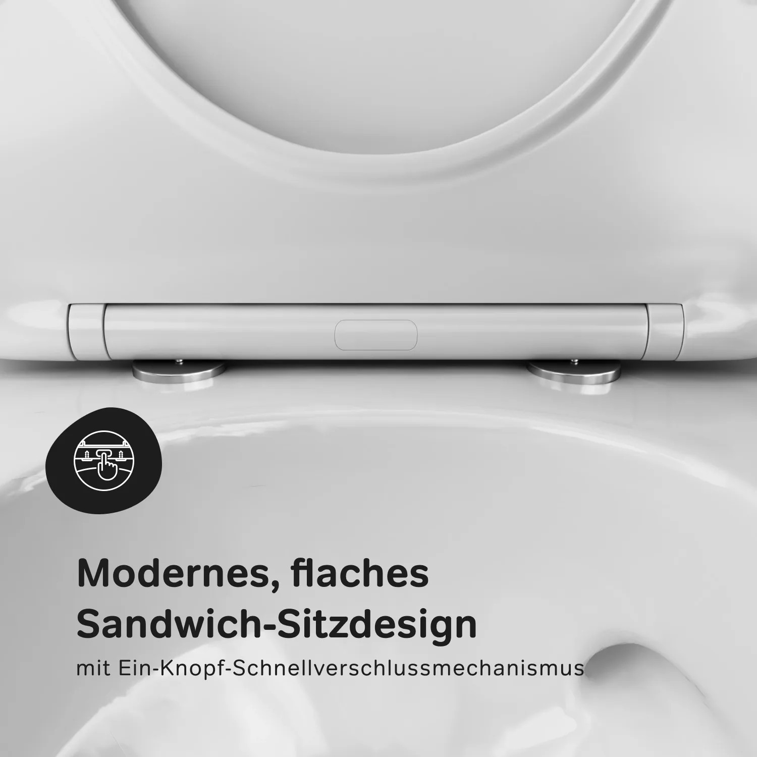 Detailaufnahme: AM.PM Wand-WC mit Softclose-Sitz, spülrandlose Hänge-Toilette.