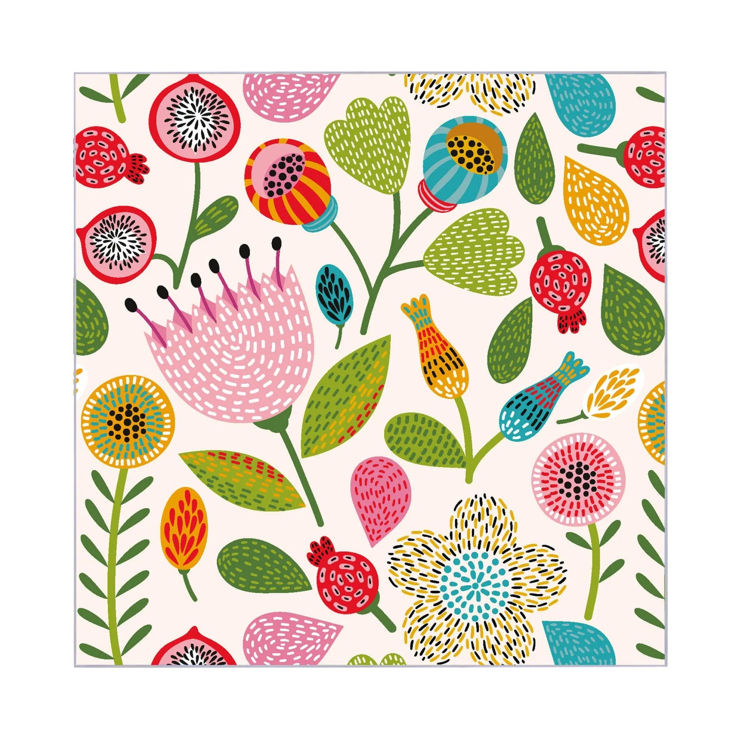 Banjado Schlüsselkasten mit floralem Motiv Rosa Kelch Hell, 30x30cm, 50 Haken, magnetisch und beschreibbar.