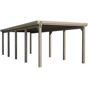 Weka Flachdach Carport 617 Gr. 3 aus Holz, ohne Dachplatten, 322x802cm.