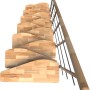 Minka Raumspartreppe Quatro Buche Schwarz, Ansicht von unten. Innentreppe mit Holzstufen und schwarzem Geländer.