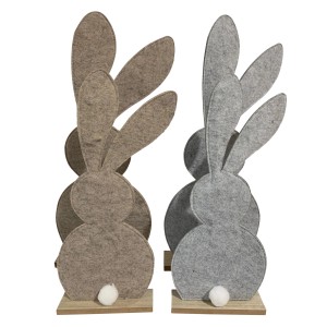 Boltze Deko-Figur Mümmel, 2-fach sortiert: Hasenfiguren in Beige und Grau für Ostern.