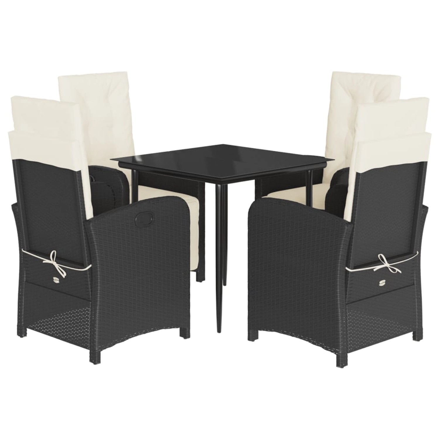 vidaXL 5-Tlg Garten-Essgruppe mit Kissen Schwarz Poly Rattan 3212292 günstig online kaufen