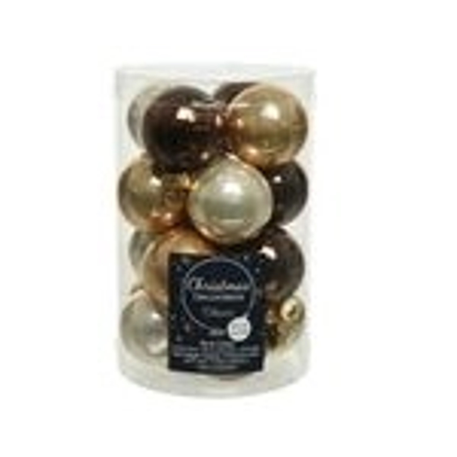Kaemingk Weihnachtsbaumkugeln Glas 3,5 cm 16 Stueck Farbenansicht Hell Braun Mix