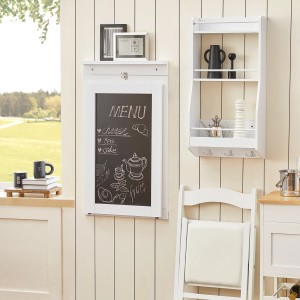 SoBuy Wandtisch FWT20-W, weißer Klapptisch mit Tafel, ideal als Bartisch oder Schreibtisch.