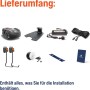 Lieferumfang Husqvarna Aspire R4 Mähroboter: Ladestation, Netzteil, Begrenzungskabel, Haken, Anleitung.