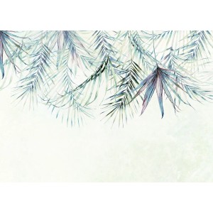 Komar Fototapete Palm Spring in Blau und Grün, 350x250 cm, mit Palmenmotiven für tropisches Flair.
