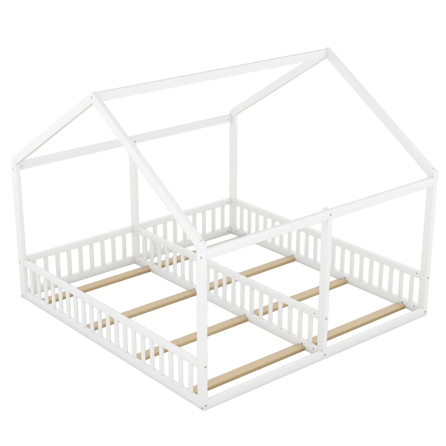 okwish Einzelbetten 90x200 mit 2in1 Funktion Kinderzimmer Weiß ohne Matratze