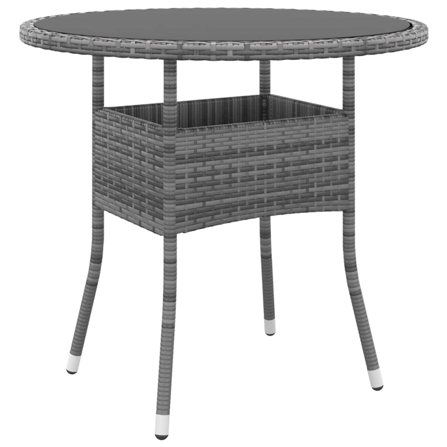 vidaXL Gartentisch Ø80x75 cm Hartglas und Poly Rattan Grau 310606 günstig online kaufen