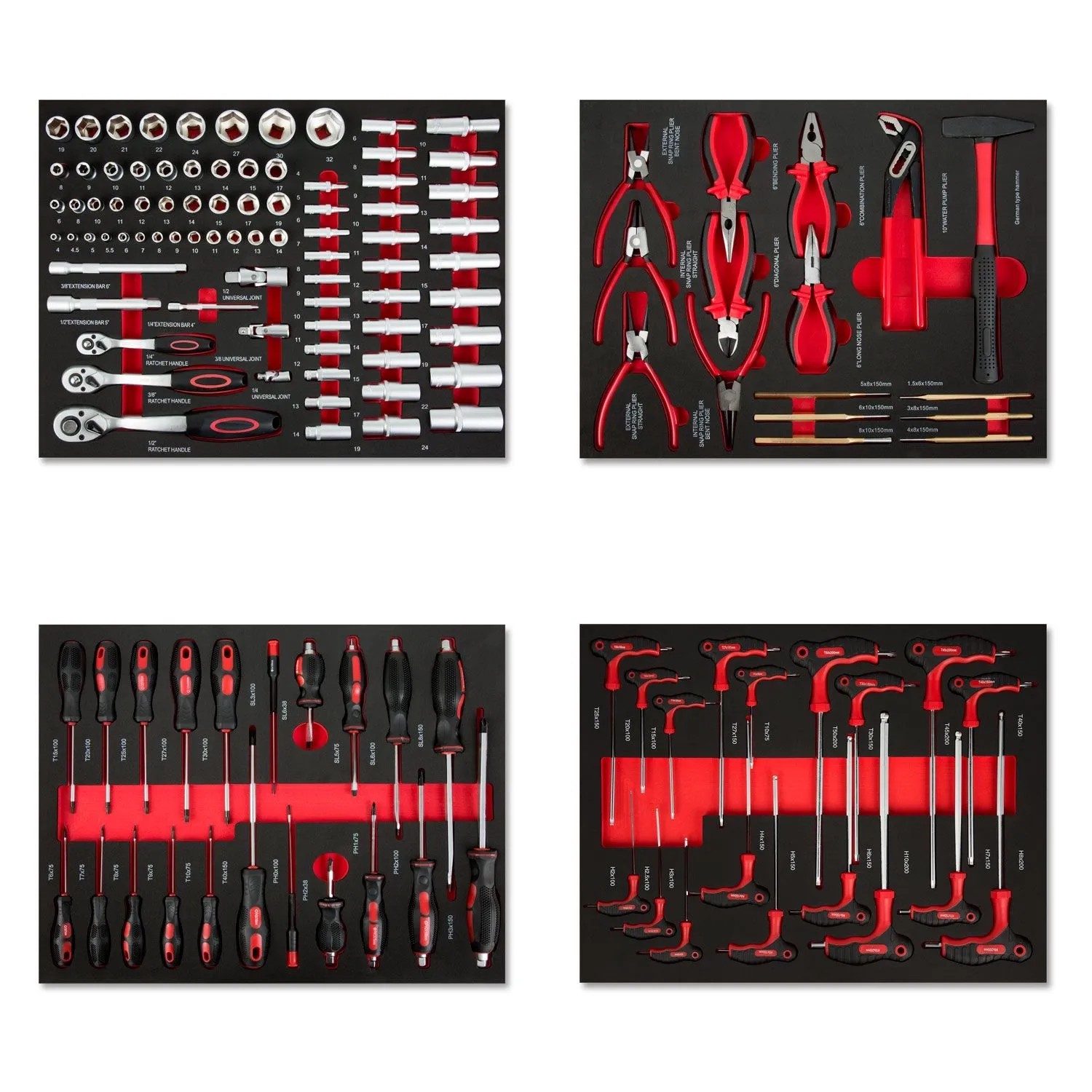 EBERTH Multitool Werkzeug Set 134 Teile Für Werkzeugwagen Profi Werkzeugeinleger