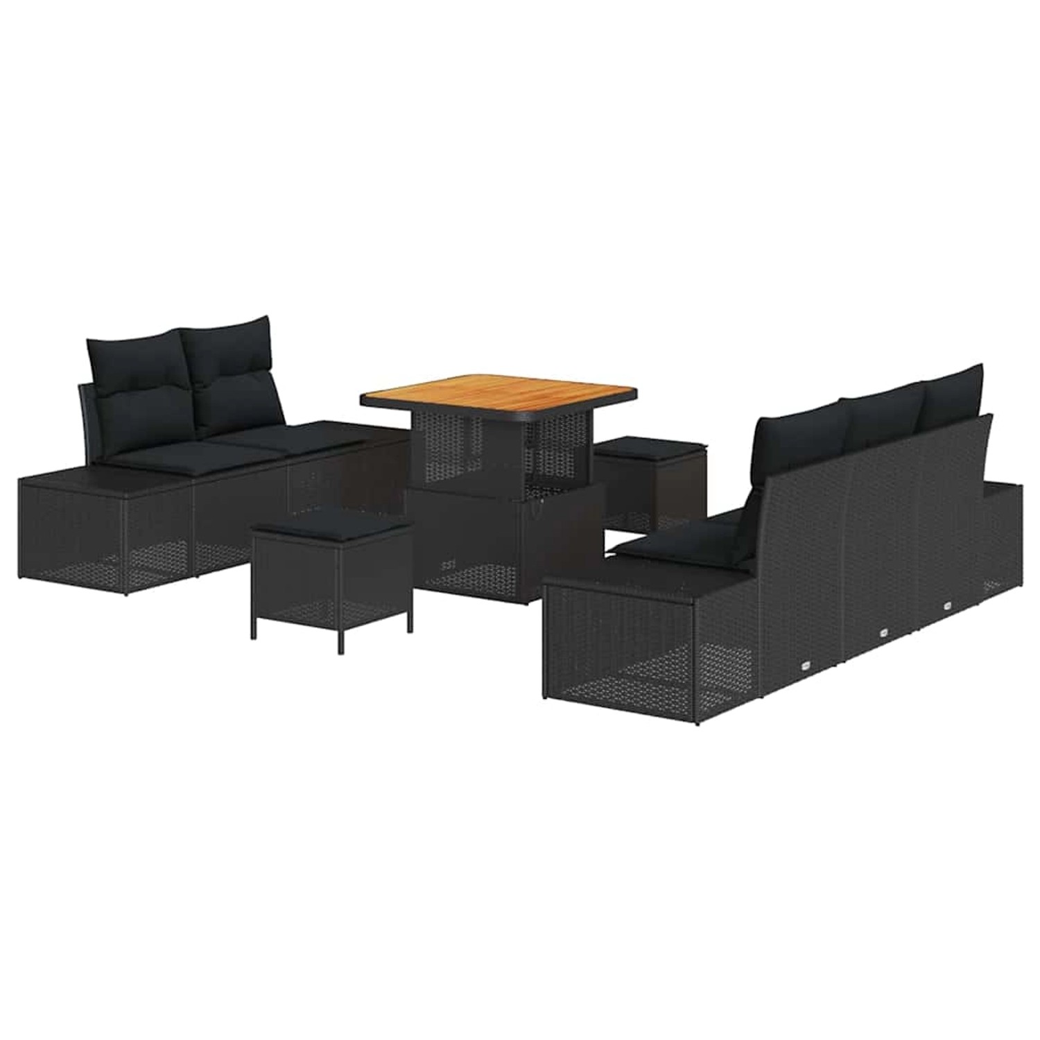 vidaXL Garten-Sofa-Set mit Kissen 8-Tlg Schwarz Poly Rattan 3362724 günstig online kaufen
