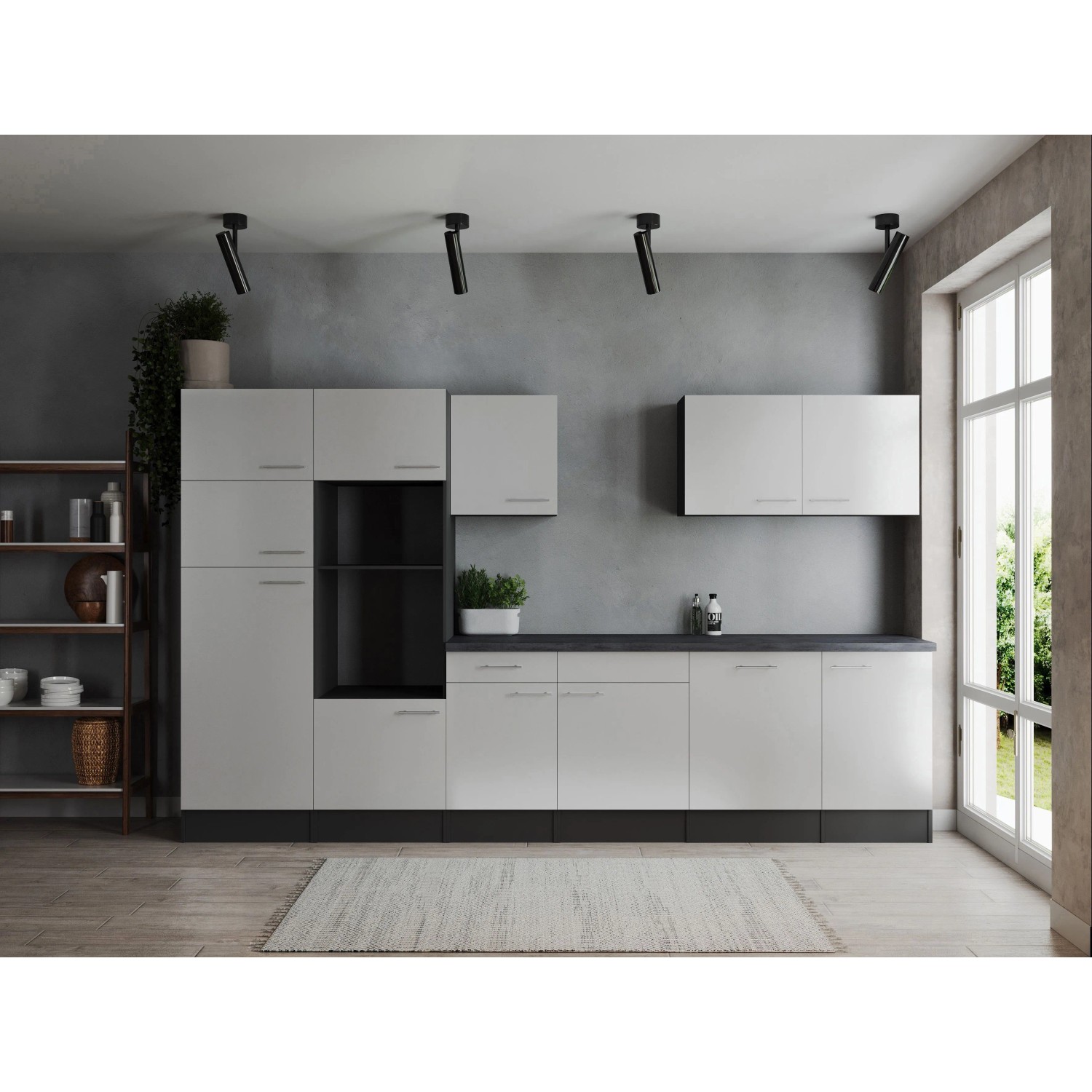 Respekta Küchenzeile Oliver 340 cm Weiß ohne E-Geräte