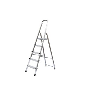 PROREGAL Haushaltsleiter, einseitig begehbar, 5 Stufen, aus Aluminium.