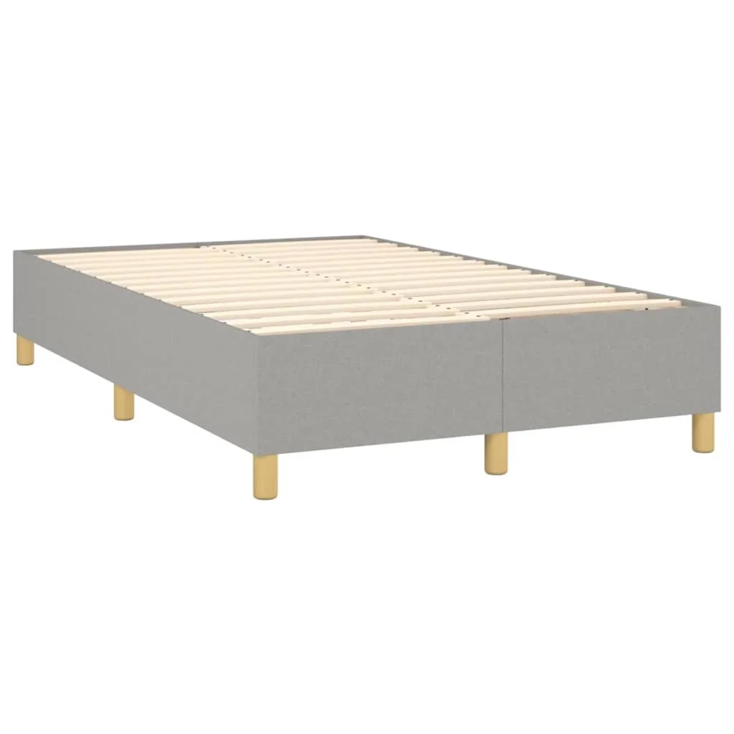 Helles vidaXL Boxspringbett 120x200 cm mit Stoffbezug und Holzfüßen.