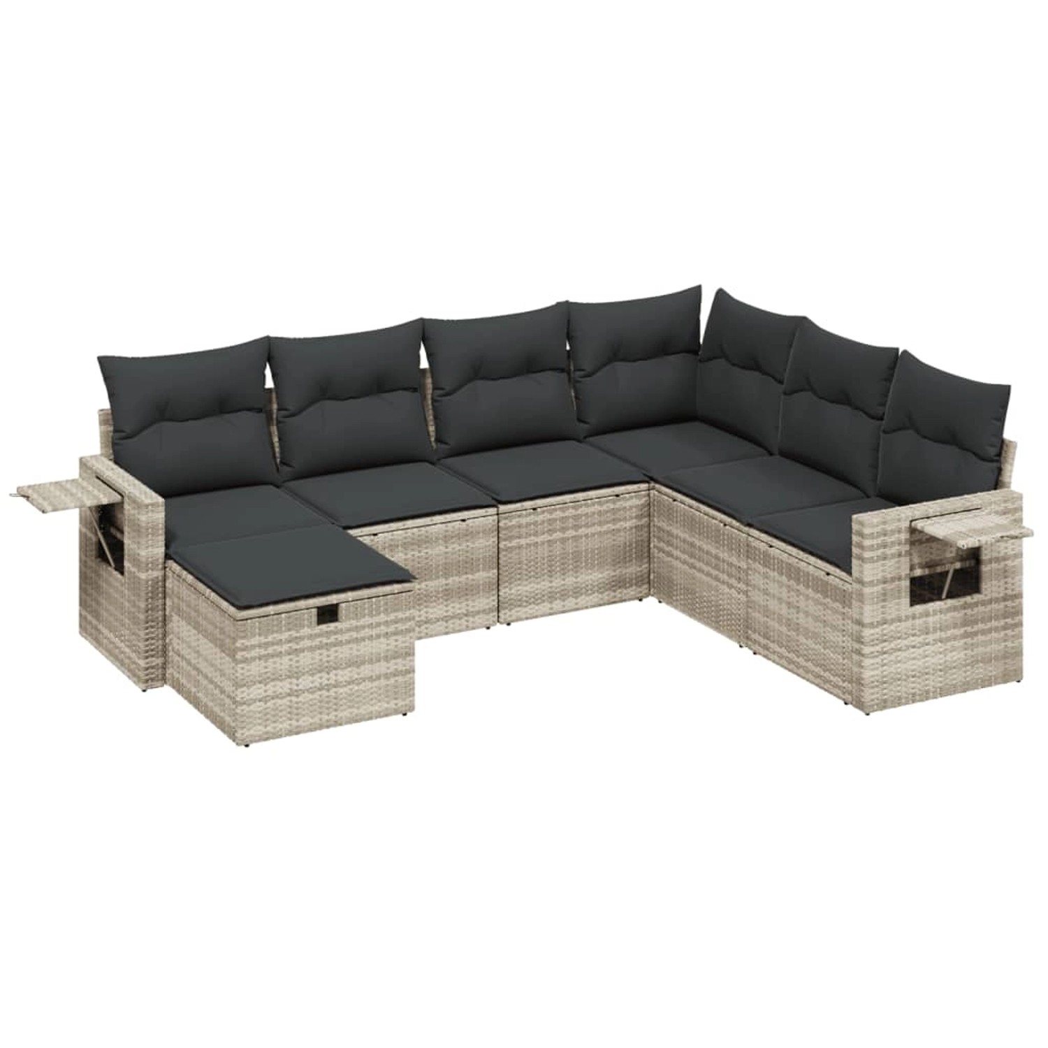 vidaXL 7-Tlg Garten-Sofagarnitur mit Kissen Hellgrau Poly Rattan 3263838 günstig online kaufen