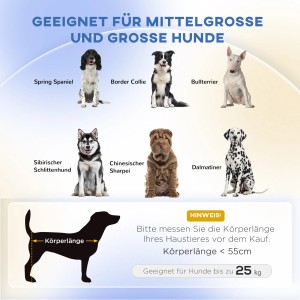 Geeignete Hunderassen für das PawHut Hundesofa: Spring Spaniel, Border Collie, Bullterrier, Sibirischer Schlittenhund, Sharpei, Dalmatiner.