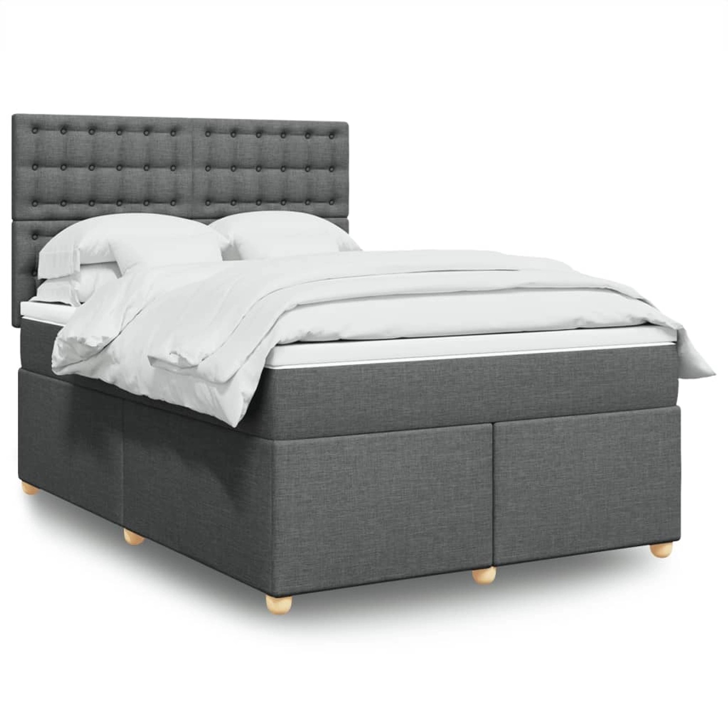 vidaXL Boxspringbett mit Matratze Dunkelgrau 140x200 cm Stoff 3293618 günstig online kaufen