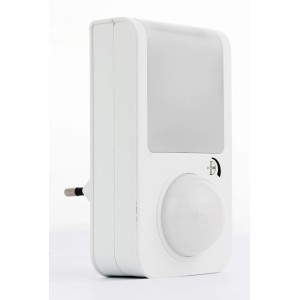 Weiße REV Ritter LED-Steckerleuchte mit Bewegungssensor für die Steckdose.