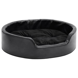 Schwarzes vidaXL Hundebett (69x59x19 cm) aus Plüsch und Kunstleder.