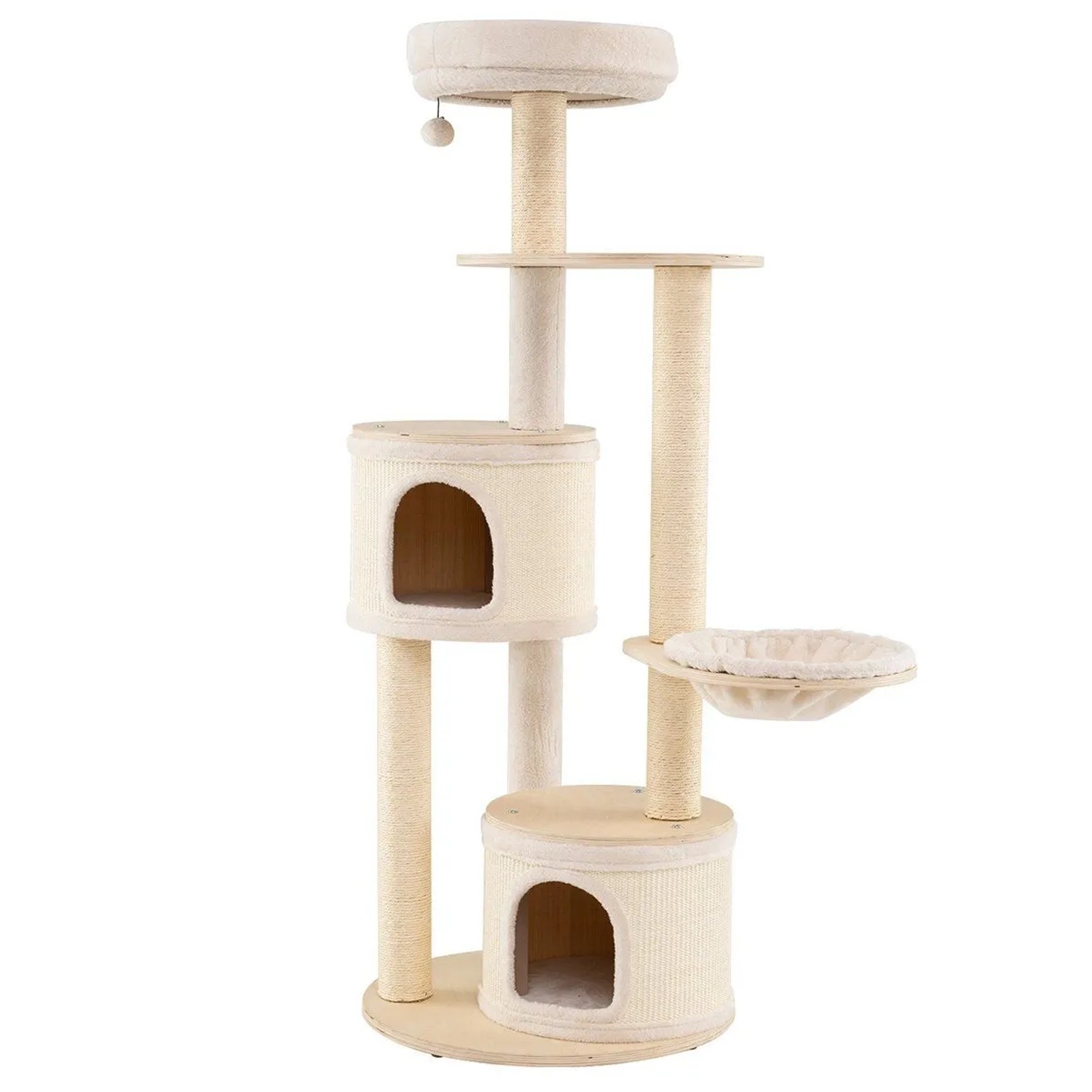 Costway Katzenmöbel Kletterbaum Katzenbaum mit Kratztonne Natur 152 cm