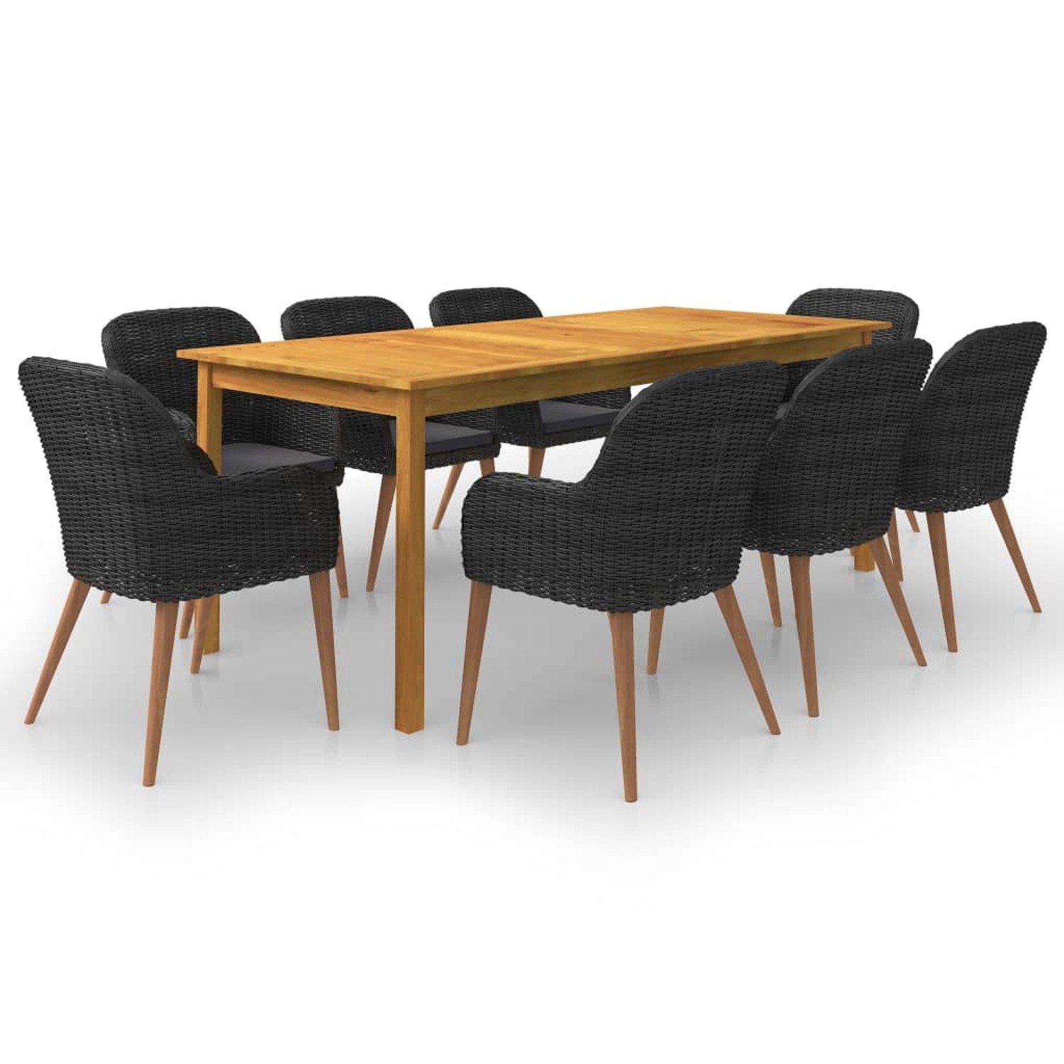 vidaXL 9-Tlg Garten-Essgruppe Schwarz 3067920