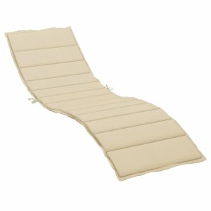 Beige gepolsterte Sonnenliegen-Auflage aus wasserabweisendem Oxford-Gewebe. Bequem für Gartenliegen.