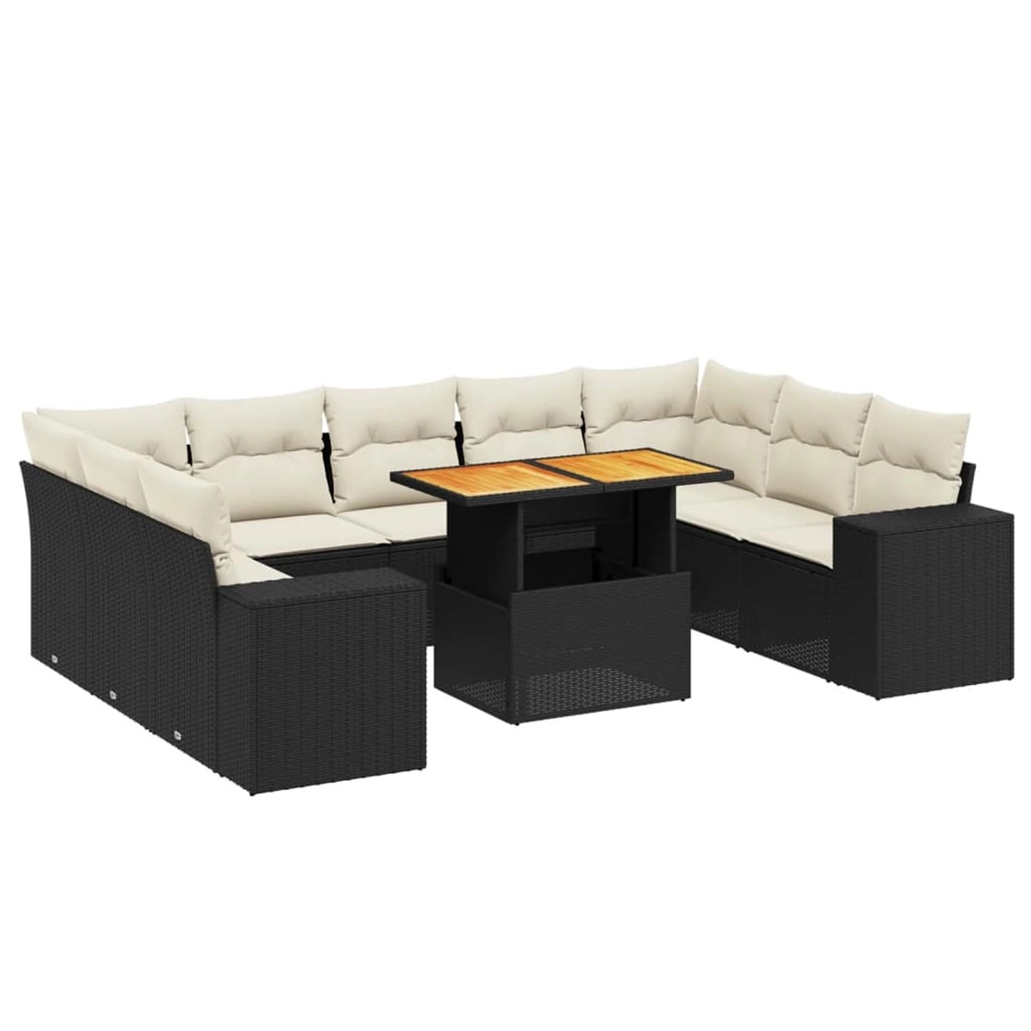 vidaXL 10-Tlg Garten-Sofagarnitur mit Kissen Schwarz Poly Rattan 3272778 günstig online kaufen