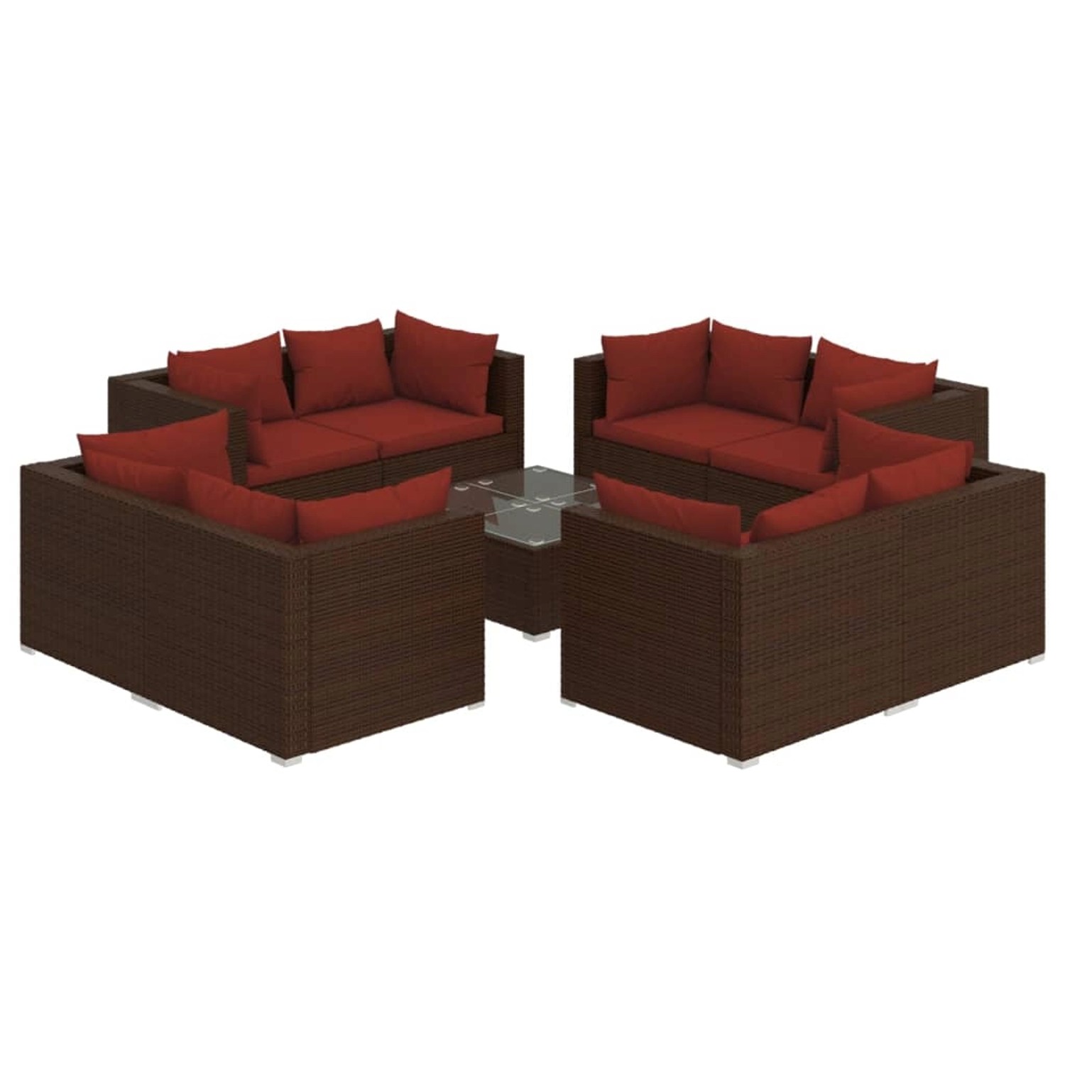 vidaXL 9-tlg Garten-Lounge-Set mit Kissen Poly Rattan Braun Modell 11 günstig online kaufen