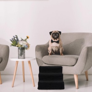 Relaxdays Hundetreppe Kunststoff Schwarz 3 Stufen Waschbar 30 cm x 35 cm x 45 cm 1,2 kg