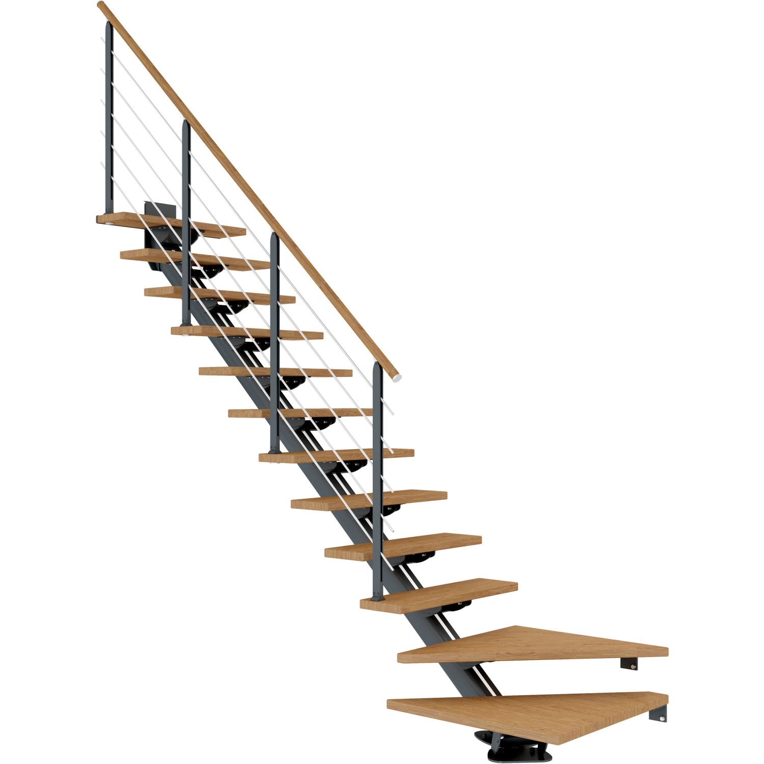 Dolle Mittelholmtreppe Sydney 12 Stufen Eiche 1/4gew. Metallteile Anthrazit FSC®