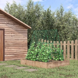 Outsunny Rankhilfe mit Stahlrahmen und Netz im Gartenbeet. Ideal für Kletterpflanzen.