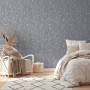 PROFHOME Vliestapete Floral Grau/Silber. Schimmernde Landhaus Tapete mit Blumenmuster.