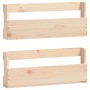 Zwei helle Wand-Schuhregale aus unbehandeltem Kiefernholz, 59x23 cm, für platzsparende Schuhaufbewahrung.