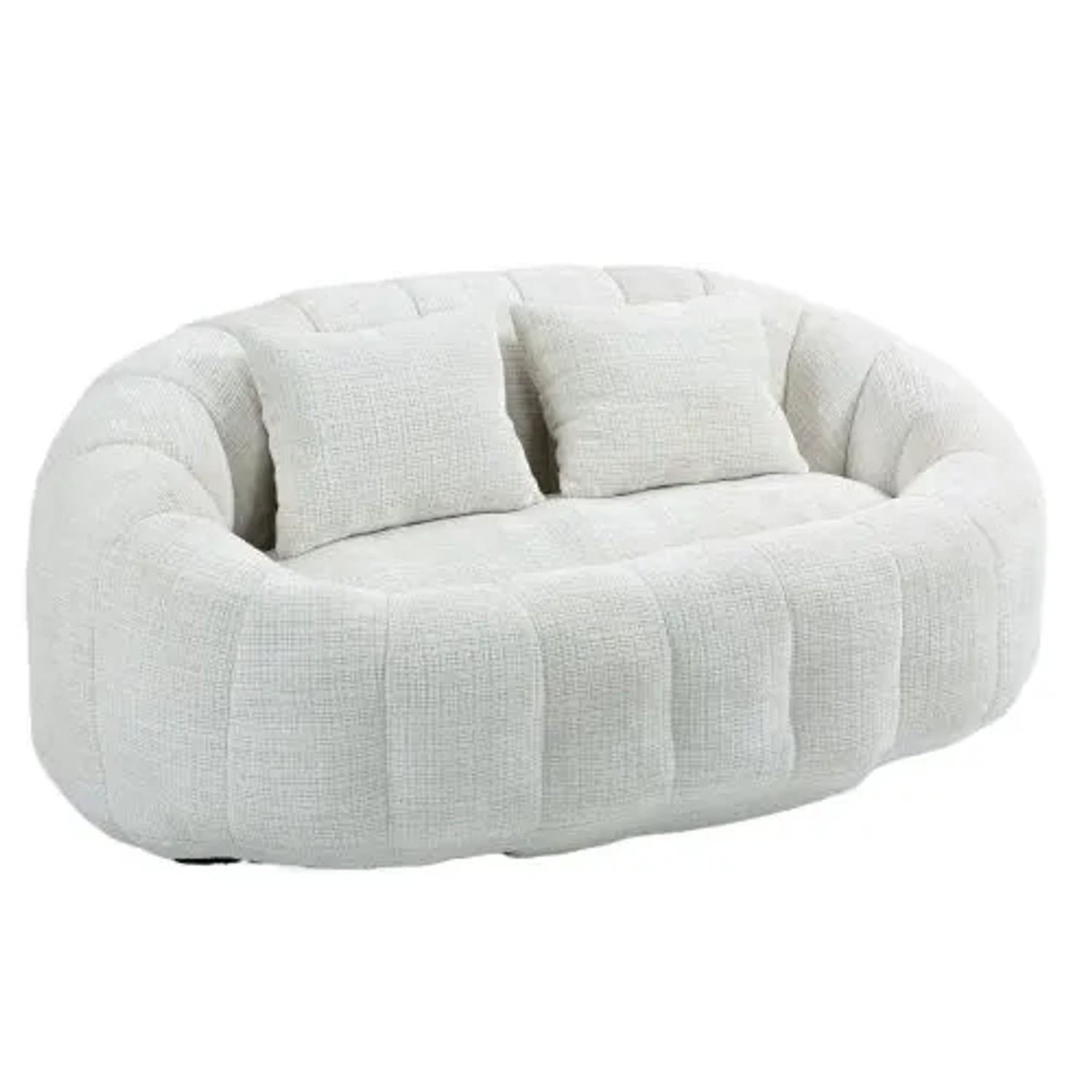 PXloue 2 Sitzer Stoffsofa Sofa Couches mit 2 Kissen 150 kg Weiß Chenille