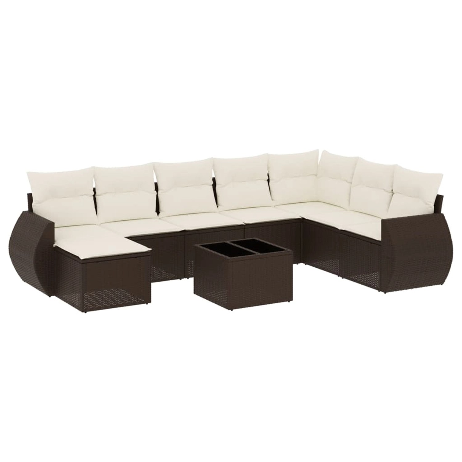 vidaXL 9-Tlg Garten-Sofagarnitur mit Kissen Braun Poly Rattan 3254110 günstig online kaufen
