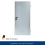 Verzinktes ZK-Türelement, 750x1875 mm, DIN Rechts, mit Eckzarge und schwarzem Türgriff.