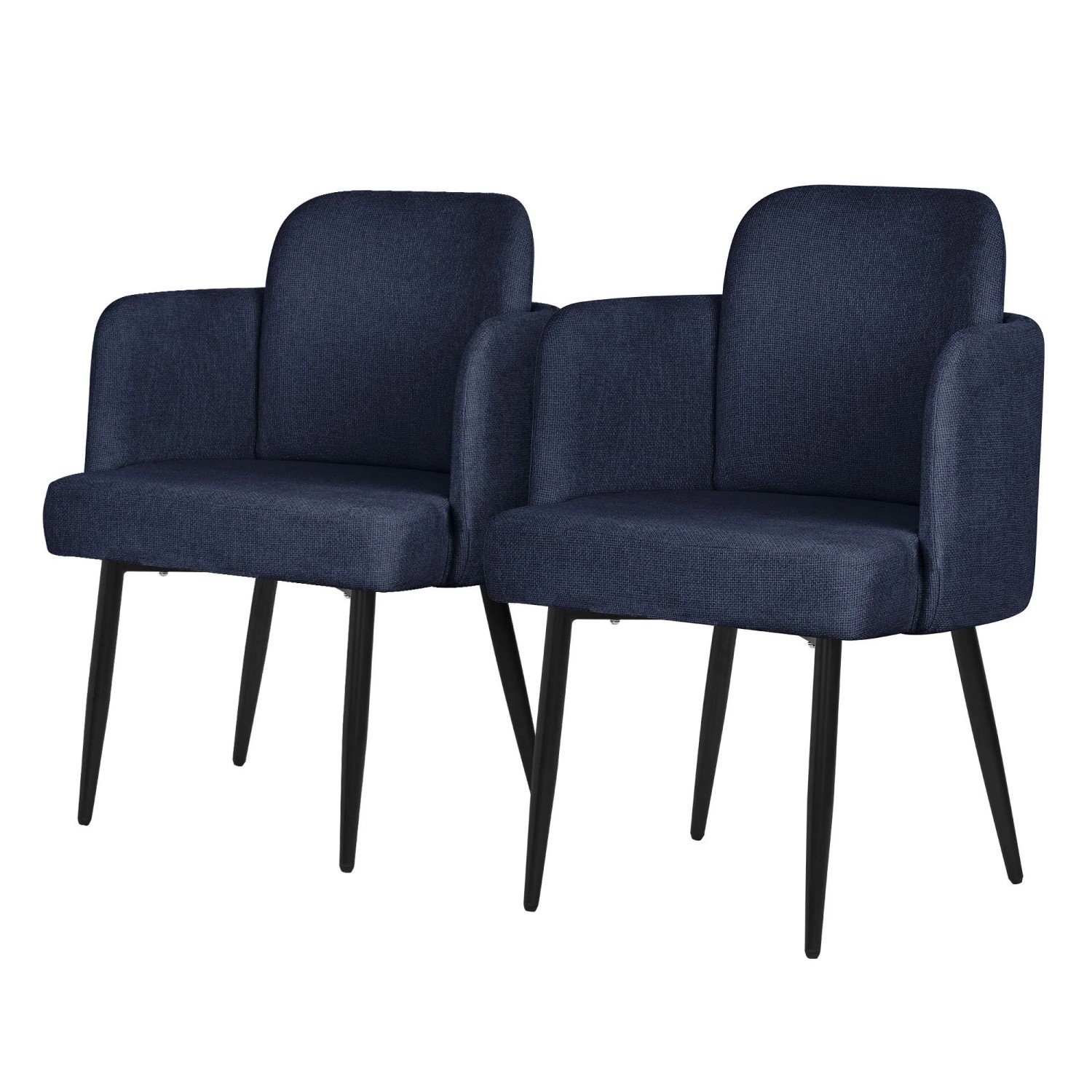 ML-Design Esszimmerstühle 2Er Set Dunkelblau mit Stoffbezug & Armlehne günstig online kaufen