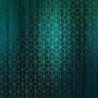 Komar Vlies Fototapete Mystique Vert, 400x280cm, mit goldenem Würfelmuster auf grünem Grund.