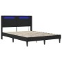 Schwarzes vidaXL Bett 160x200 mit LED-Leisten, Kunstleder-Bettrahmen.