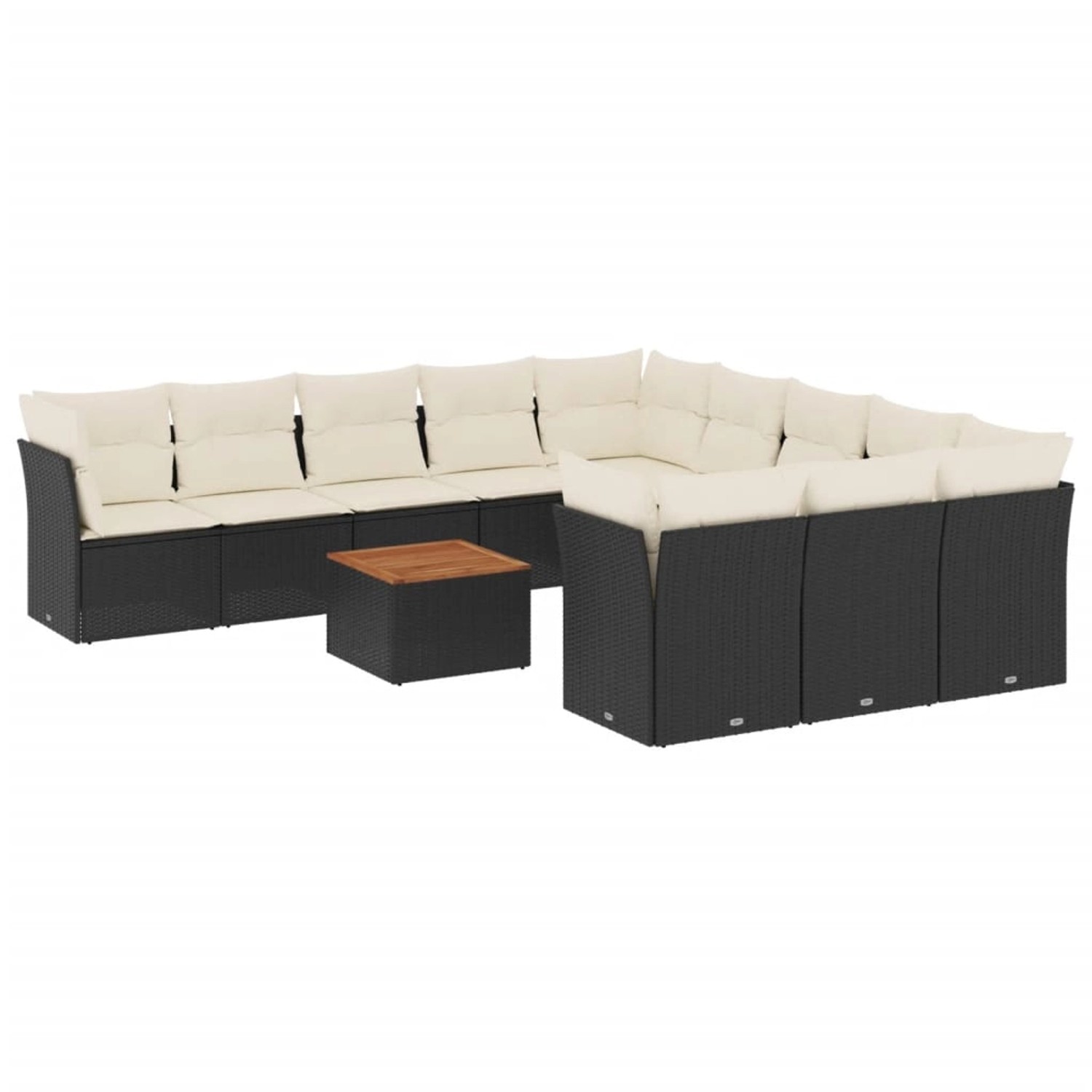 vidaXL 12-Tlg Garten-Sofagarnitur mit Kissen Schwarz Poly Rattan 3256238 günstig online kaufen