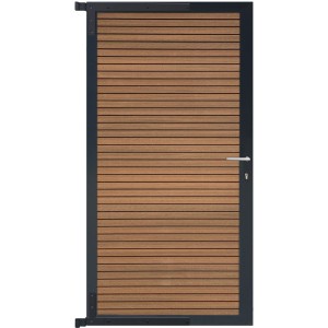 GartenLand Steckzauntor Shadowline, 90x175 cm, WPC Mahagoni, Aluminium Anthrazit