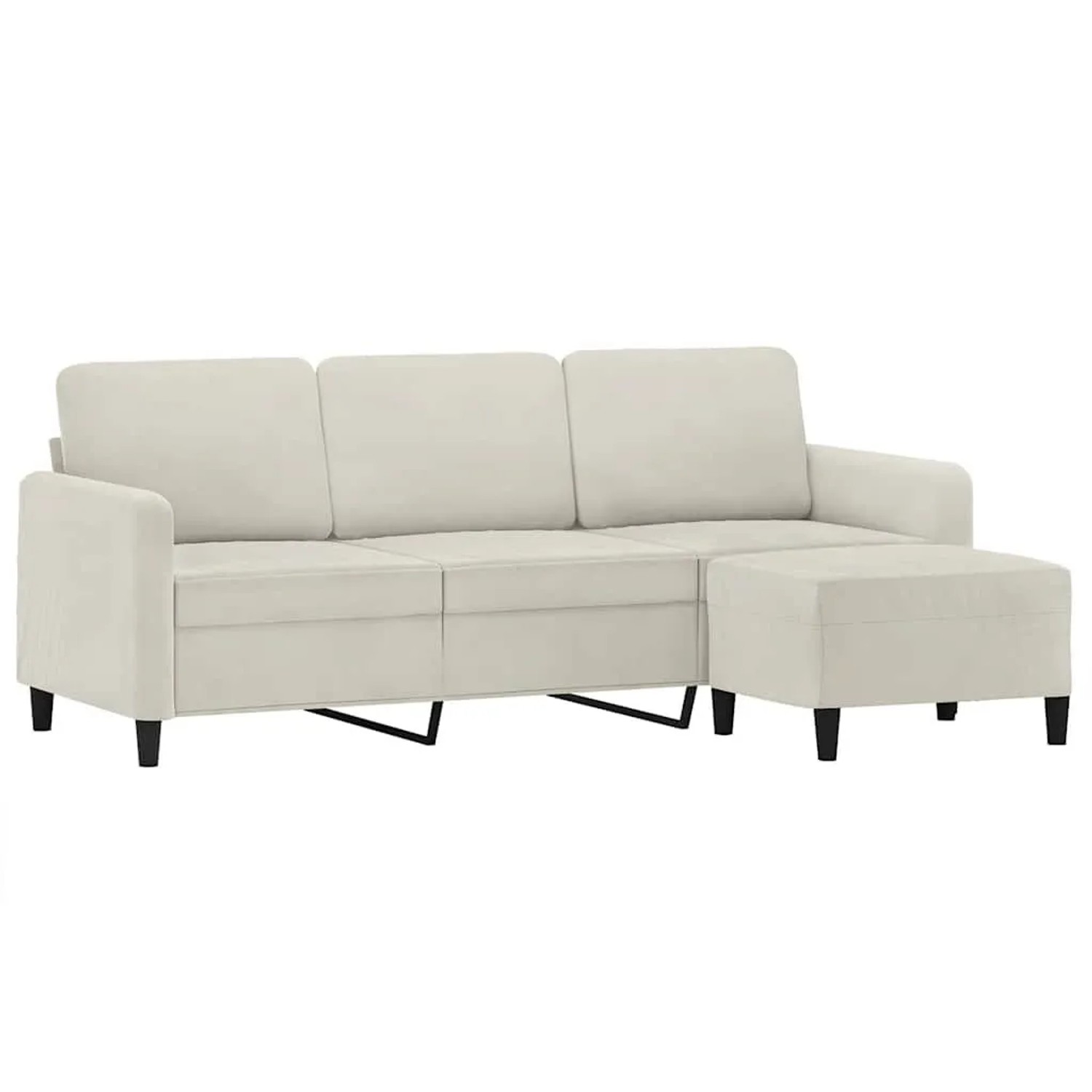 vidaXL 3-Sitzer-Sofa mit Hocker Creme 180 cm Samt 3201182