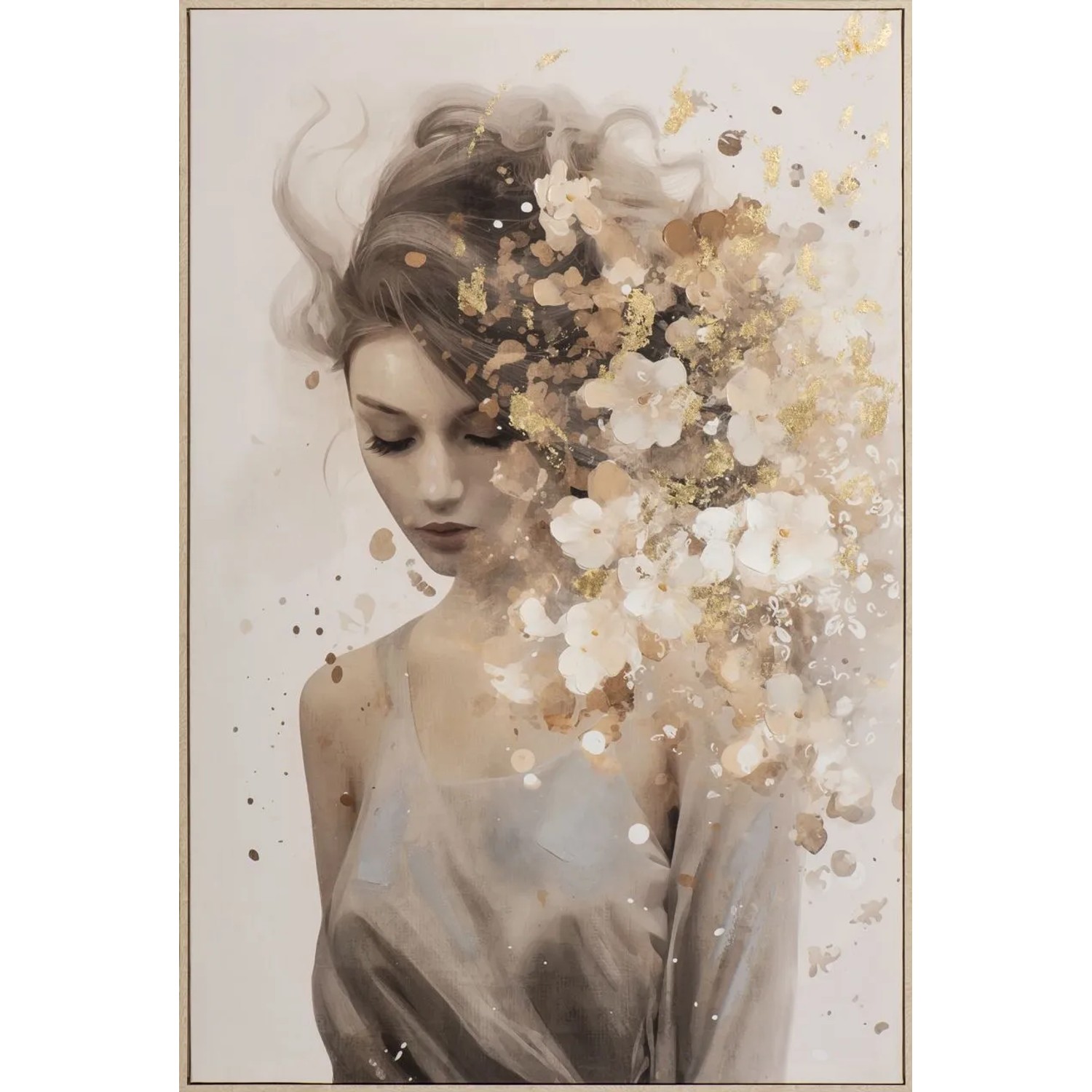 Art Universe Leinwandbild Gold Flowers In Hair 80 x 120 cm