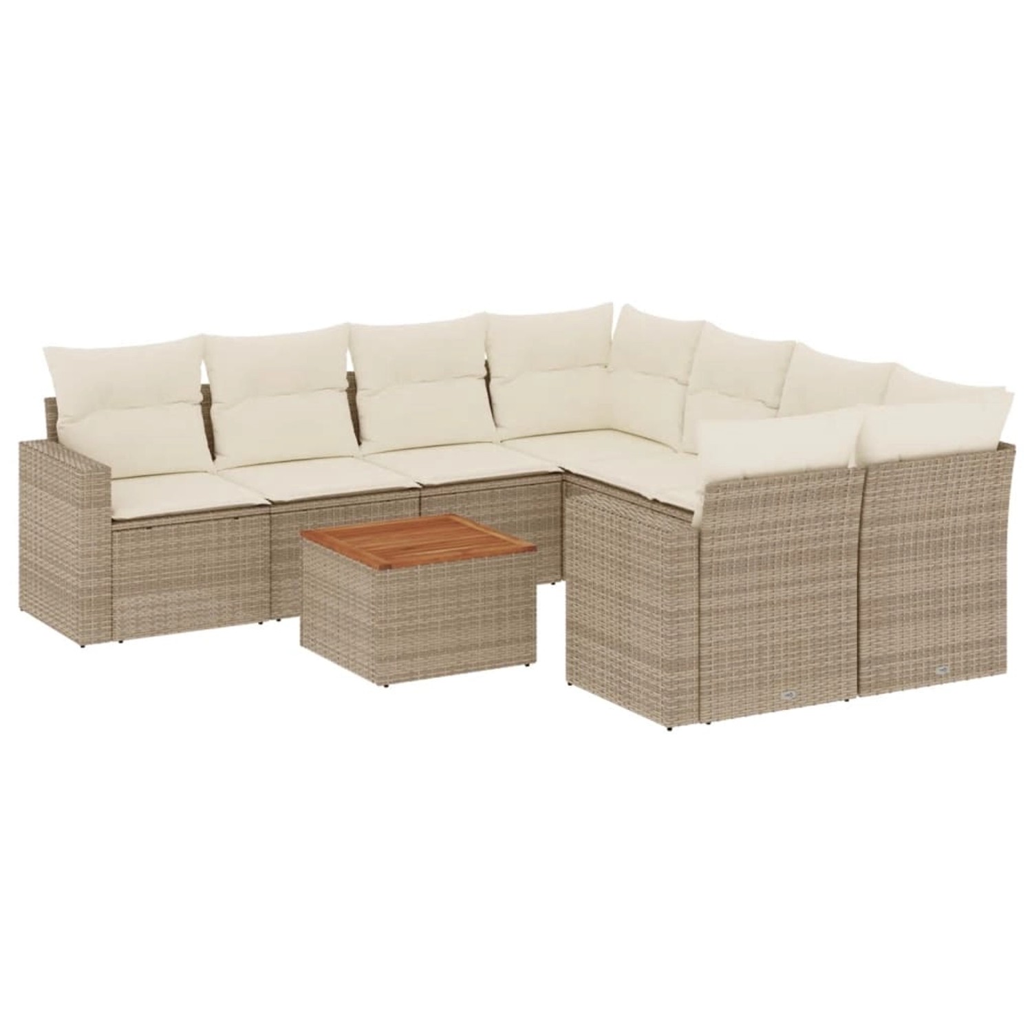 vidaXL 9-Tlg Garten-Sofagarnitur mit Kissen Beige Poly Rattan 3256380 günstig online kaufen