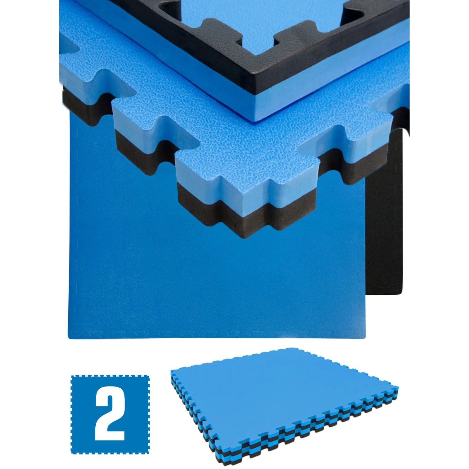eyepower Kampfsportmatte 90 x 90 x 4 cm 2er Set Blau