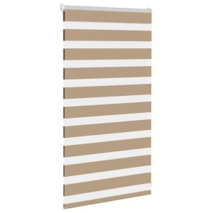 vidaXL Doppelrollo, sandbraun, 70x100 cm, mit horizontalen Streifen für Fenster.